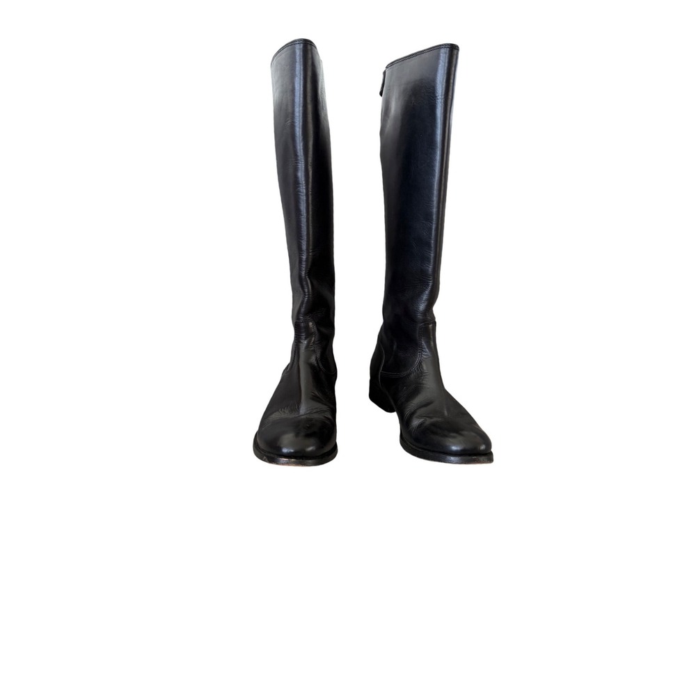 Frye Melissa Back Zip Black‎ Leather Tall Riding Boots Womens 7 B 76431